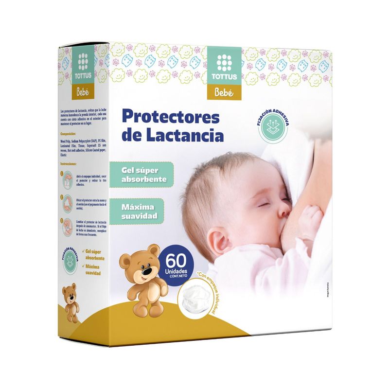 TOTTUS - Protectores De Lactancia Tottus Con Gel Pack 60 Und