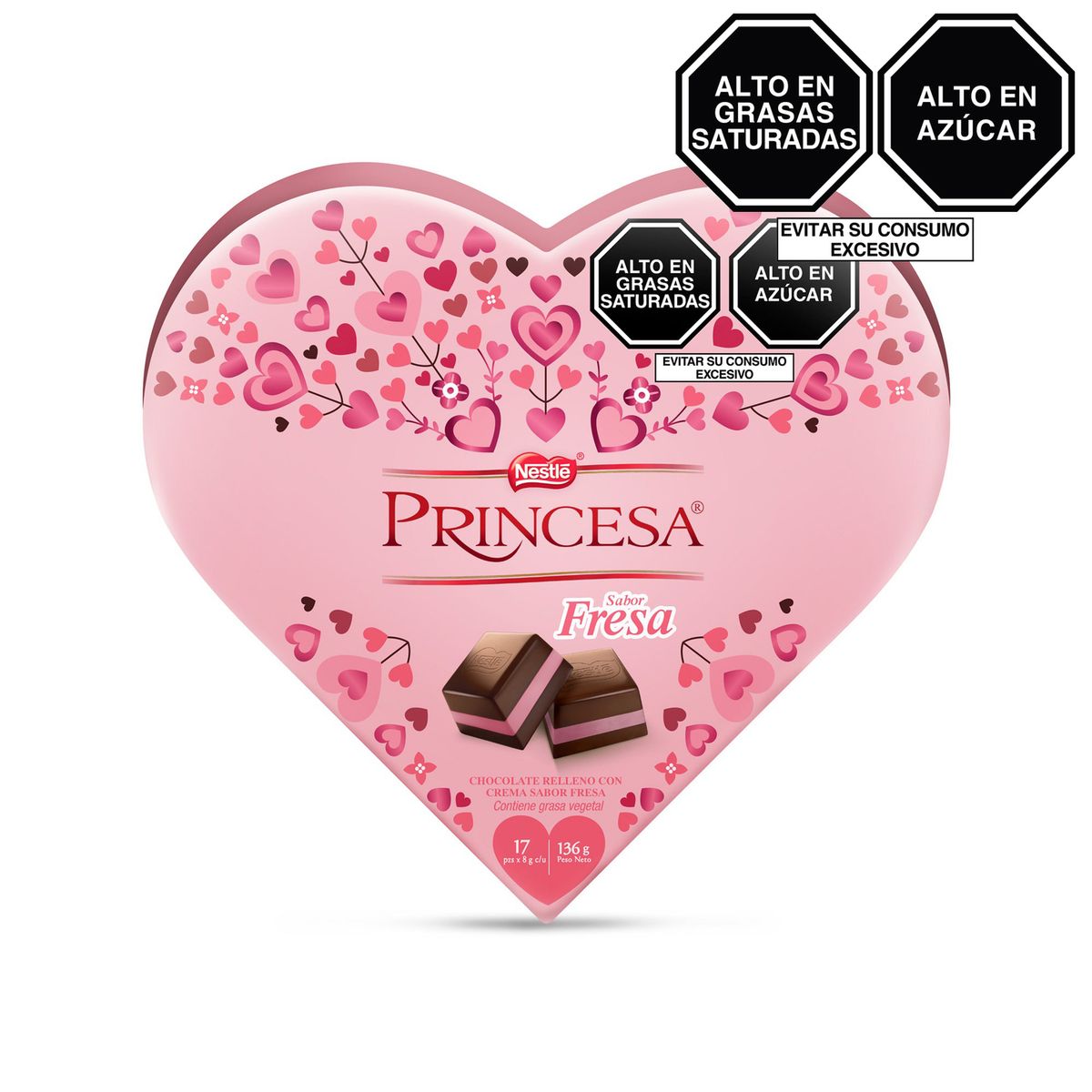 PRINCESA - Chocolate Princesa Sabor Fresa Envase Corazón 136 g
