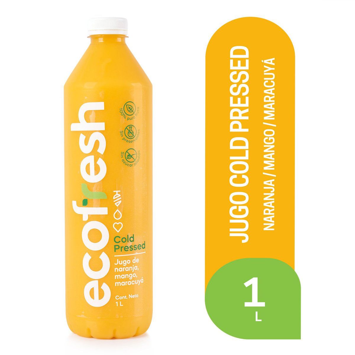 ECOFRESH - Jugo Cold Pressed Naranja Mango y Maracuyá