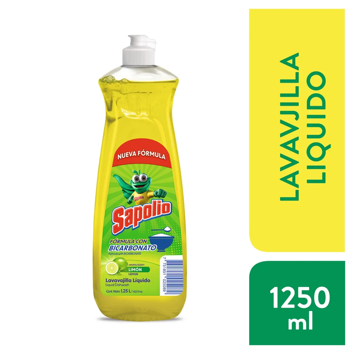 SAPOLIO - Lavavajilla Liquido Sapolio Limón Botella 1250 mL