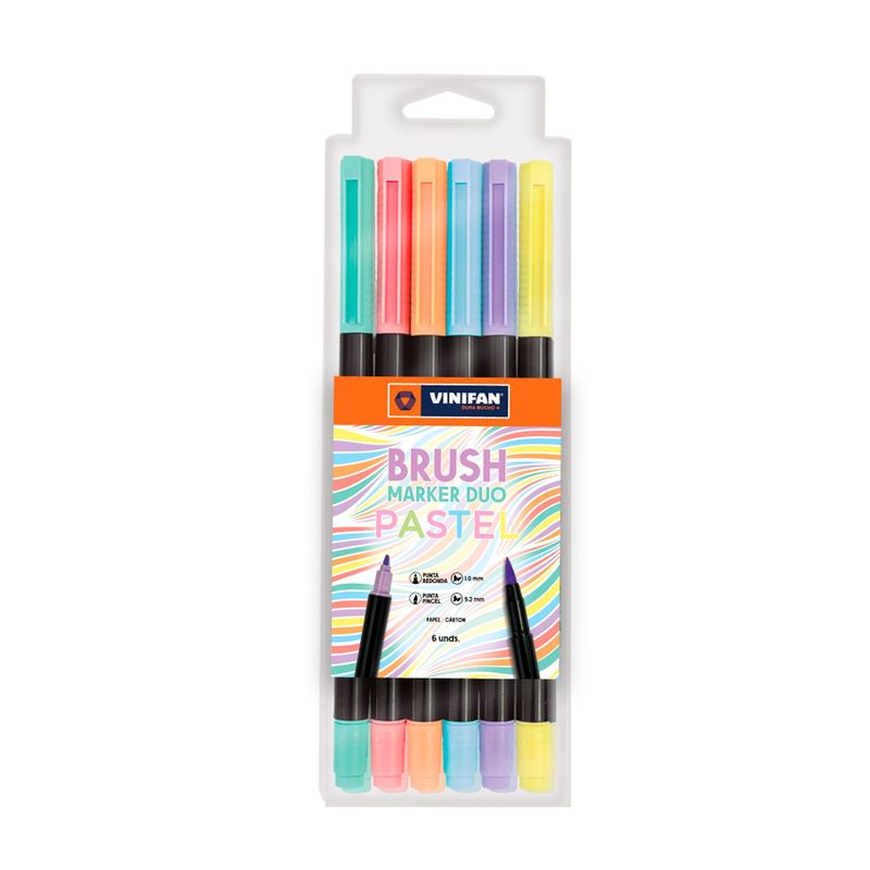 VINIFAN - Plumones Vinifan Brush Dúo Pastel Estuche 6 Und