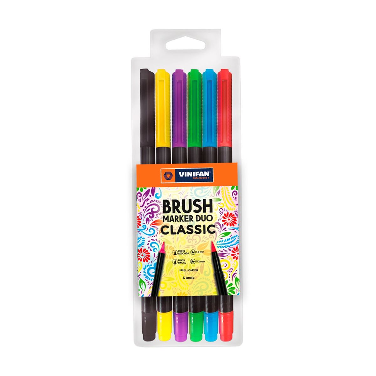 VINIFAN - Plumones Vinifan Brush Dúo Clásico Estuche 6 Und