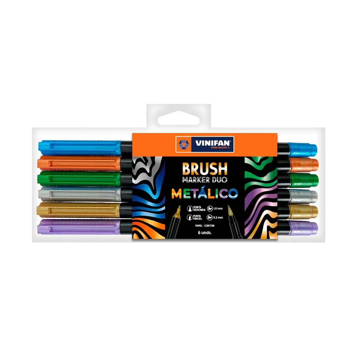 VINIFAN - Plumones Vinifan Brush Dúo Metálico Estuche 6 Und