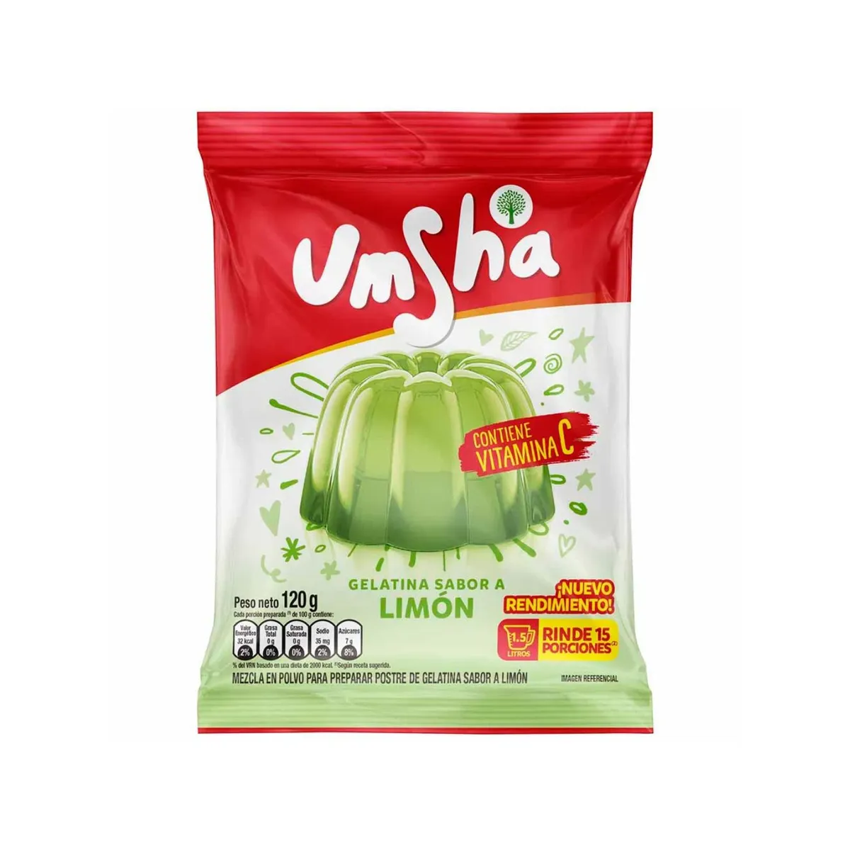 UMSHA - Gelatina Umsha Sabor Limón Bolsa 120 g