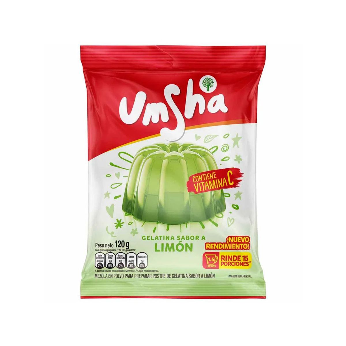 UMSHA - Gelatina Umsha Sabor Limón Bolsa 120 g