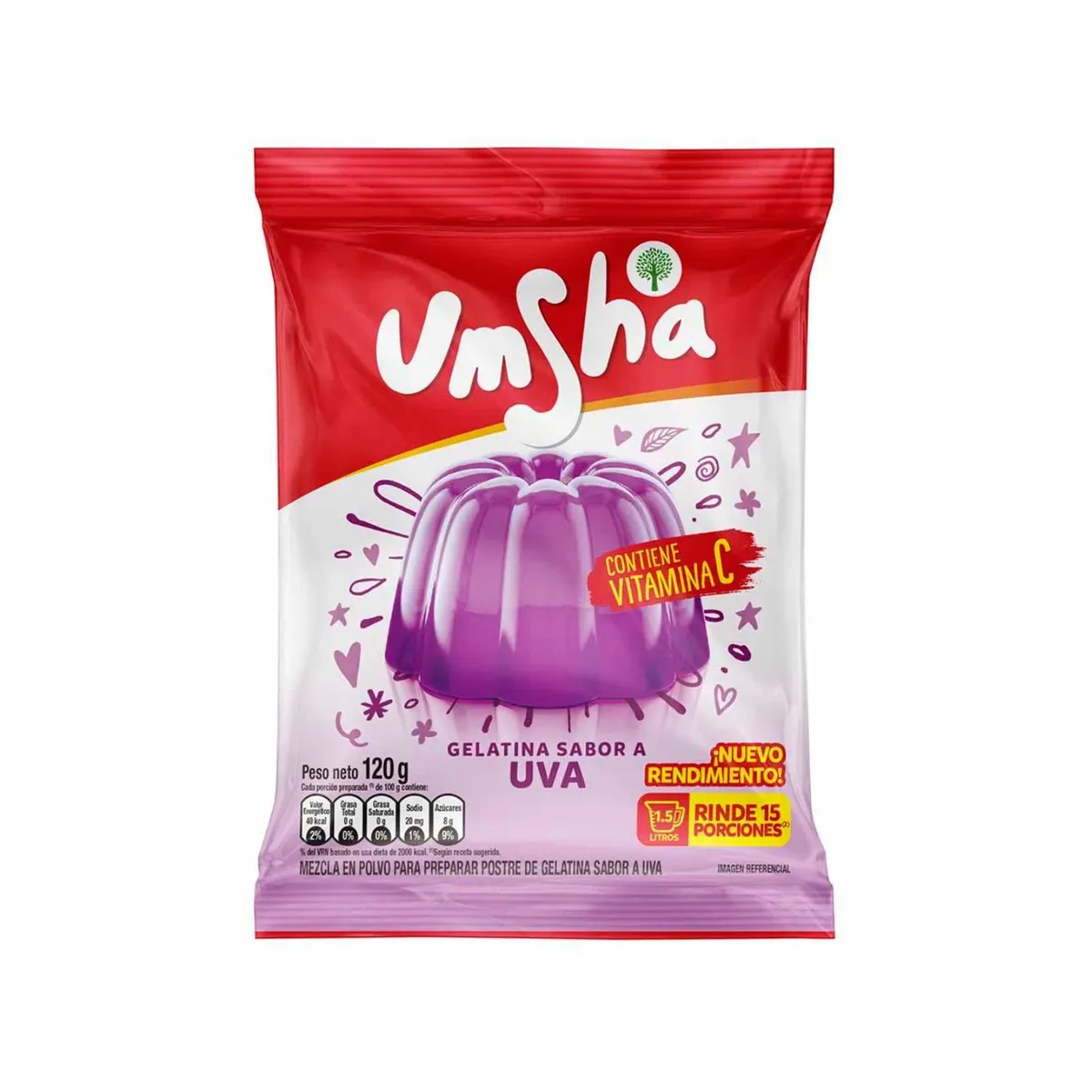 UMSHA - Gelatina Umsha Sabor Uva Bolsa 120 g