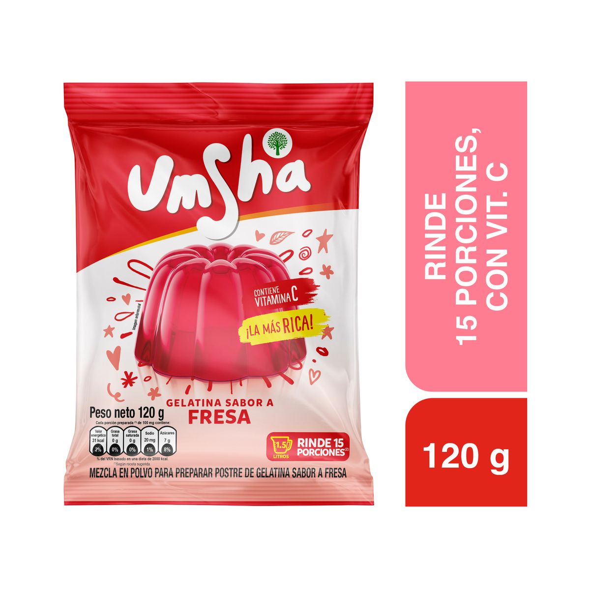 UMSHA - Gelatina Umsha Sabor Fresa Bolsa 120 g