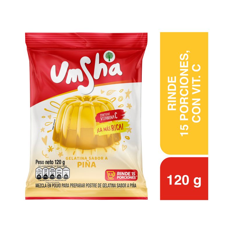 UMSHA - Gelatina Umsha Sabor Piña Bolsa 120 g