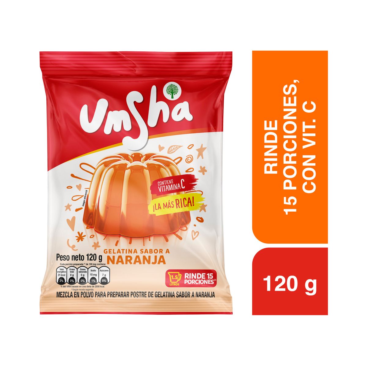 UMSHA - Gelatina Umsha Sabor Naranja Bolsa 120 g
