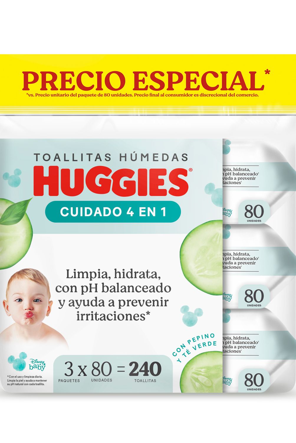 HUGGIES - Toallas Húmedas Cuidado 4 en 1 Huggies Empaque 240 Und