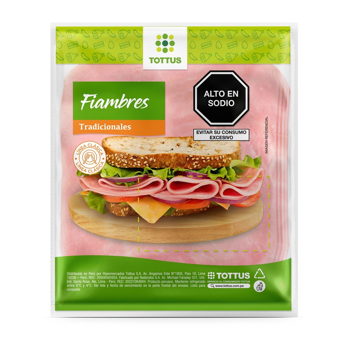 TOTTUS - Jamón para Pizza Tottus Empaque 500 g