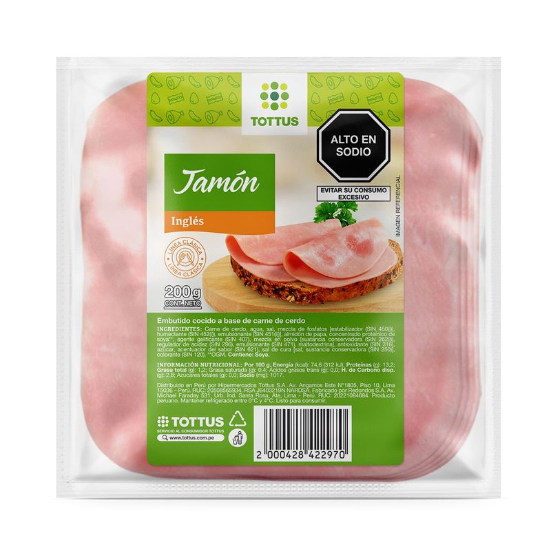 TOTTUS - JAMON INGLES PREMIUM TOTTUS X 200 G