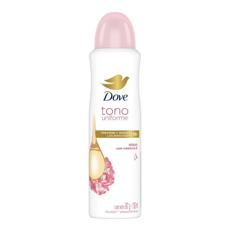 DOVE - Antitranspirante Dove Aerosol Tono Uniforme Rosas Envase 150 mL