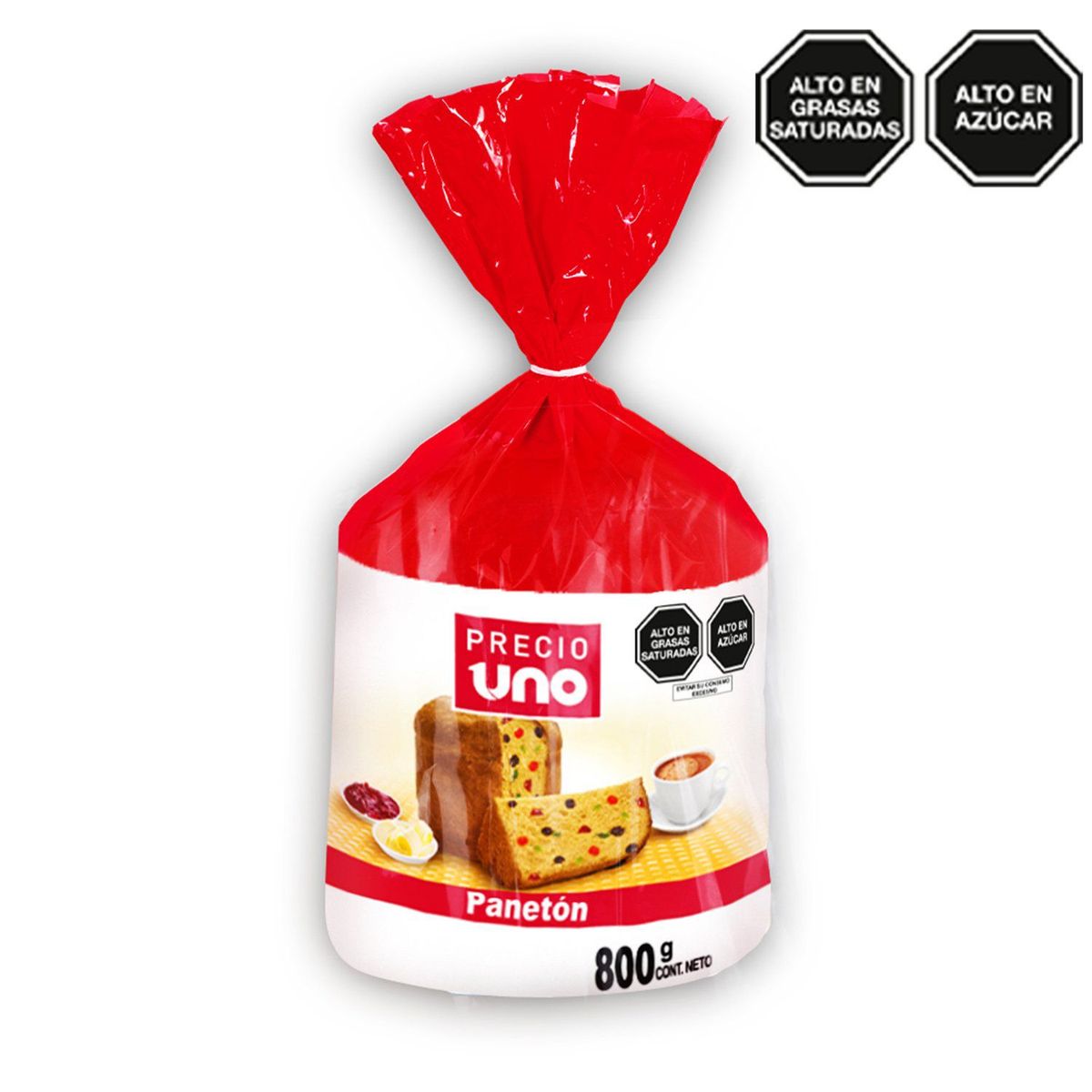PRECIO UNO - Caja de Panetón Precio Uno en Bolsa 800 g 6 Unidades