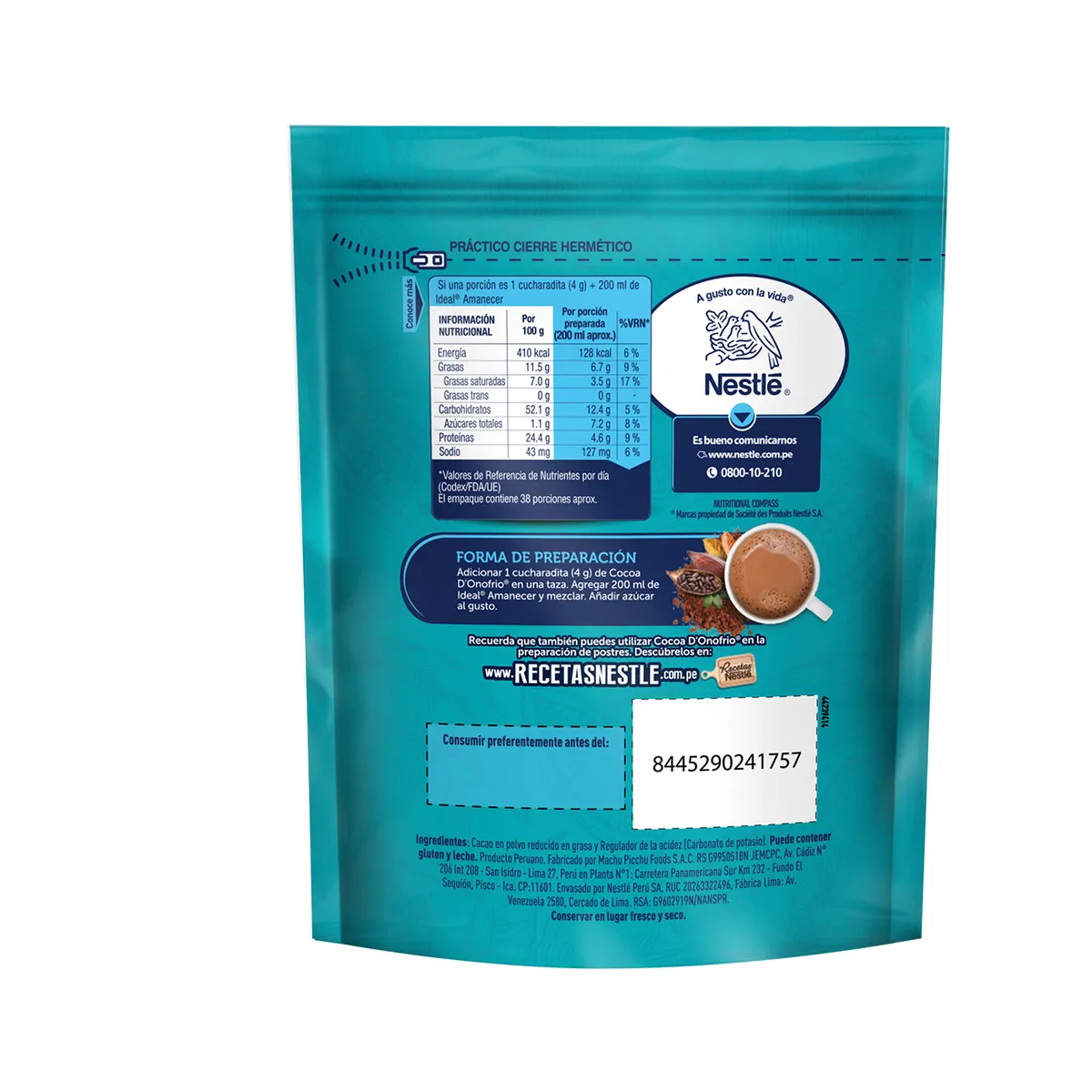 DONOFRIO - Cacao en Polvo Donofrio Cocoa Doypack 150 g