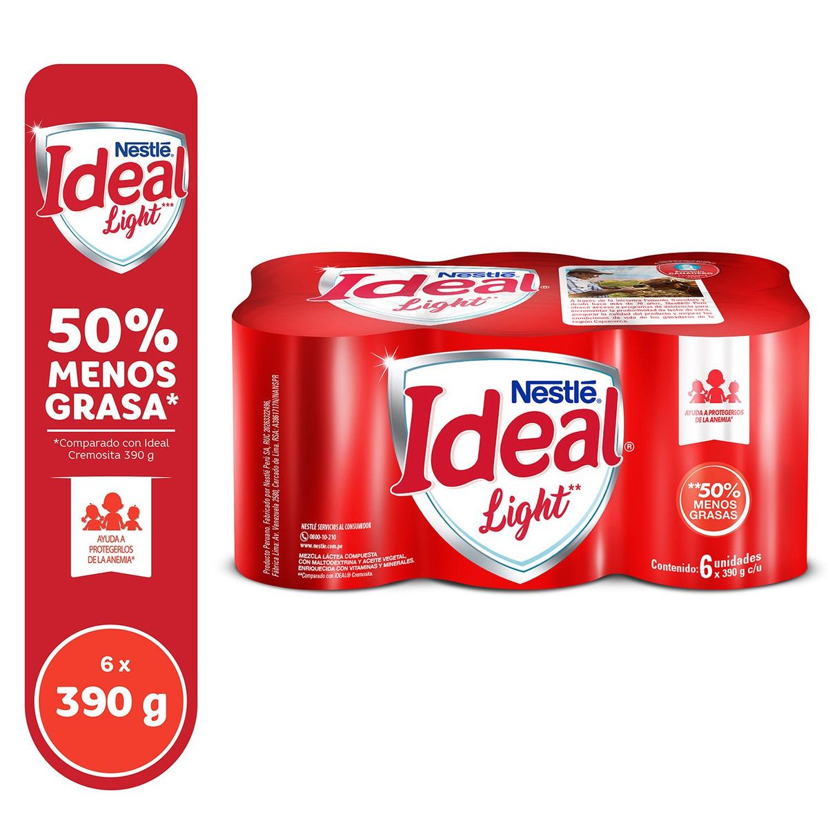 IDEAL - Mezcla Láctea Ideal Light Sixpack Lata 390 g