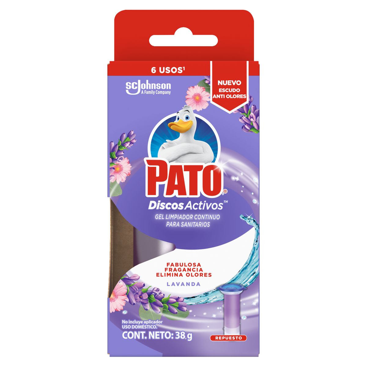PATO - Limpiador Gel para Baño Pato Discos Activos Lavanda Caja 38 g