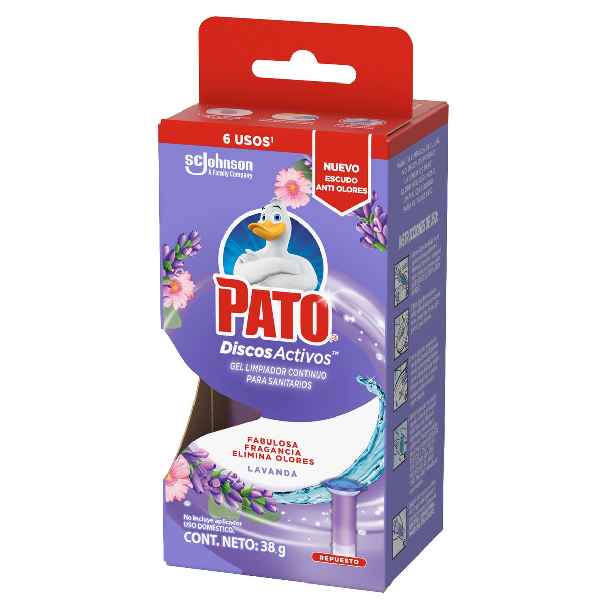 PATO - Limpiador Gel para Baño Pato Discos Activos Lavanda Caja 38 g