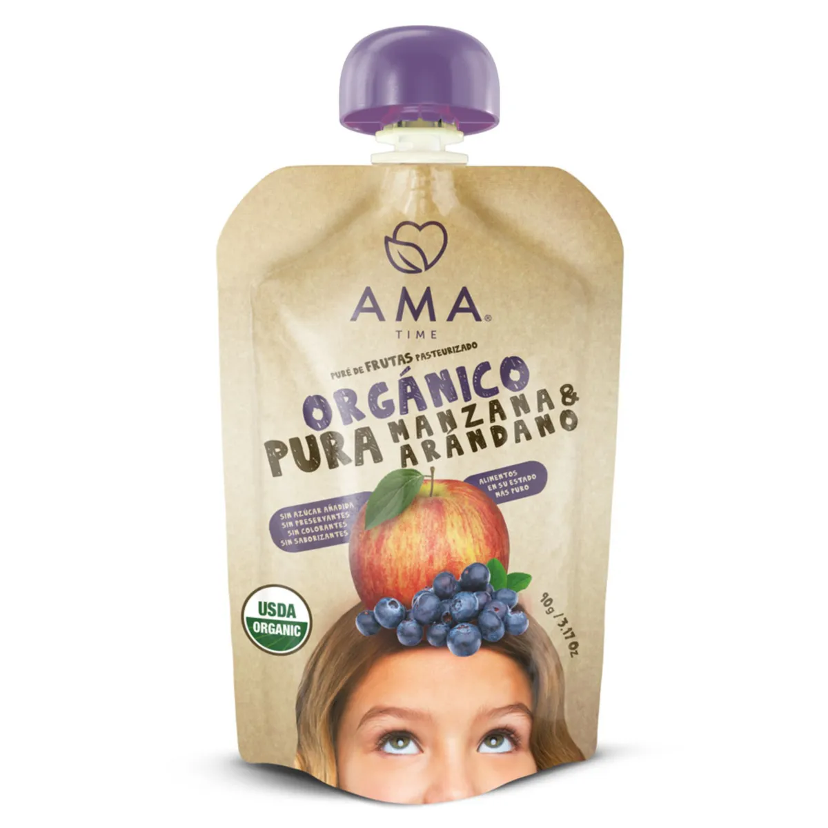 AMA TIME - Puré Orgánico Ama Time Manzana Arándano Doypack 90 g
