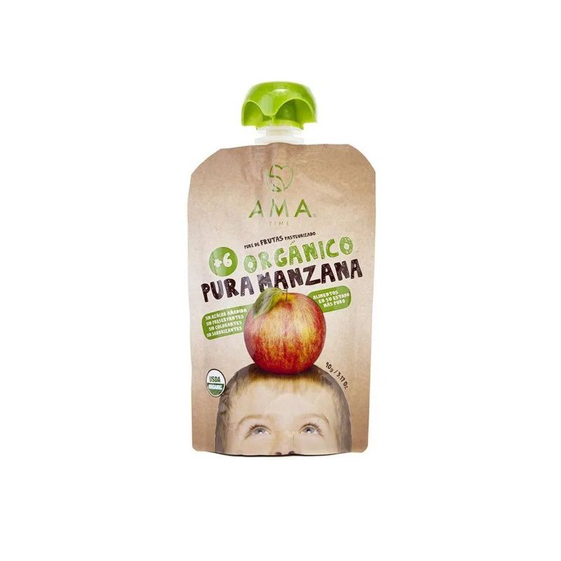 AMA TIME - Ama Time Pure de Frutas Manzana Orgánico 90g