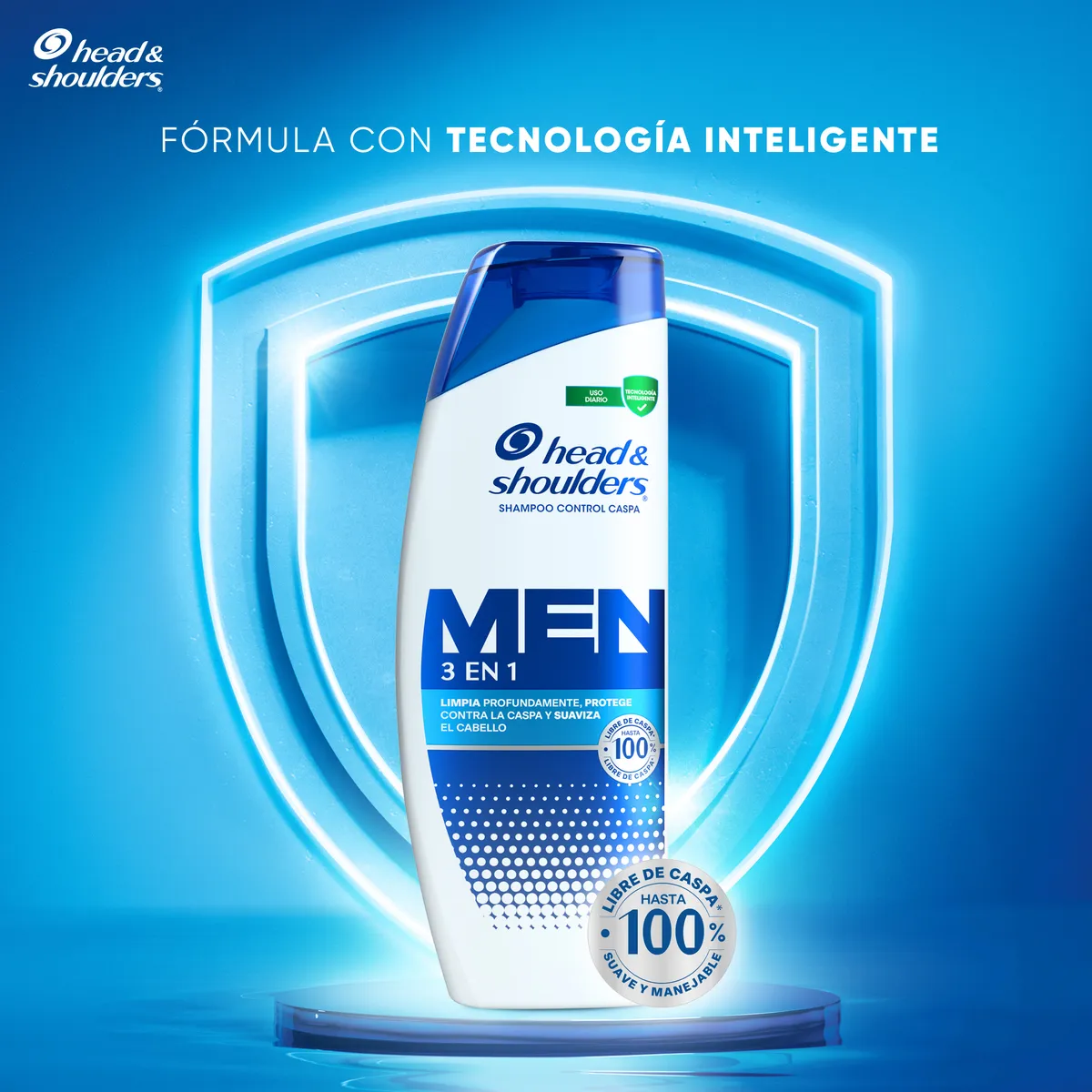 HEAD SHOULDERS - Shampoo 3 en 1 Head & Shoulders Men Control Caspa Botella 650 mL