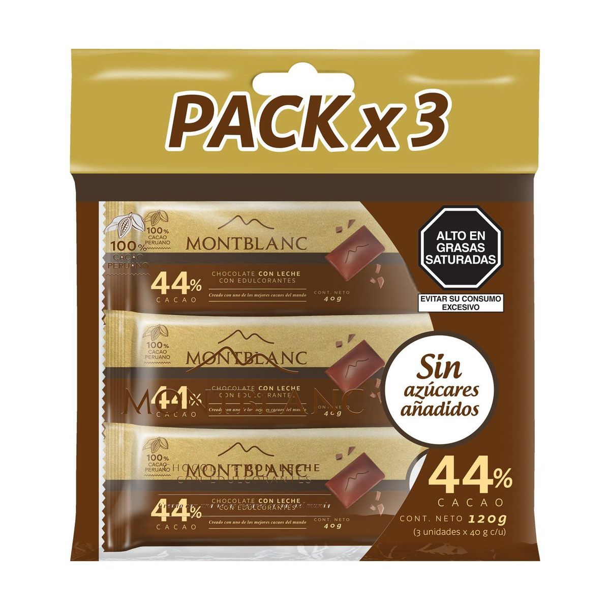 MONTBLANC - Chocolate con Leche Montblanc Sin Azúcar Pack 3 Und