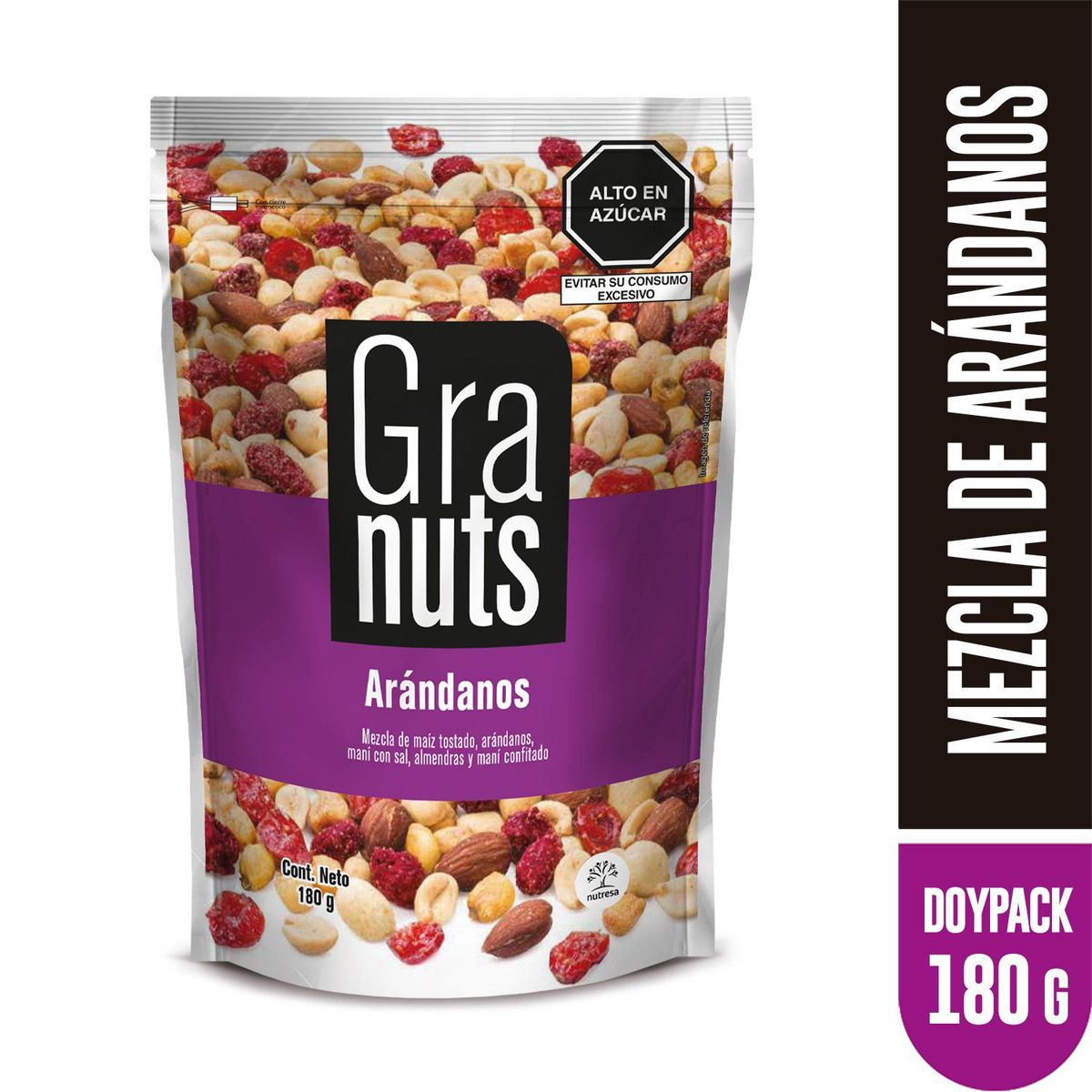 GRANUTS - Snack Granuts Arándanos Almendras Maní Salado y Confitado Doypack 180 g