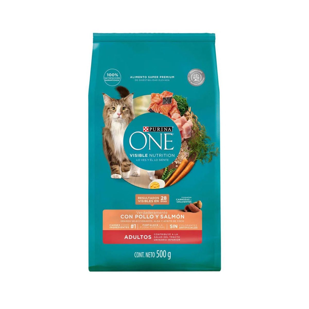 PURINA ONE - Alimento Seco Gatos Adultos Purina One Pollo Salmón Bolsa 500 g