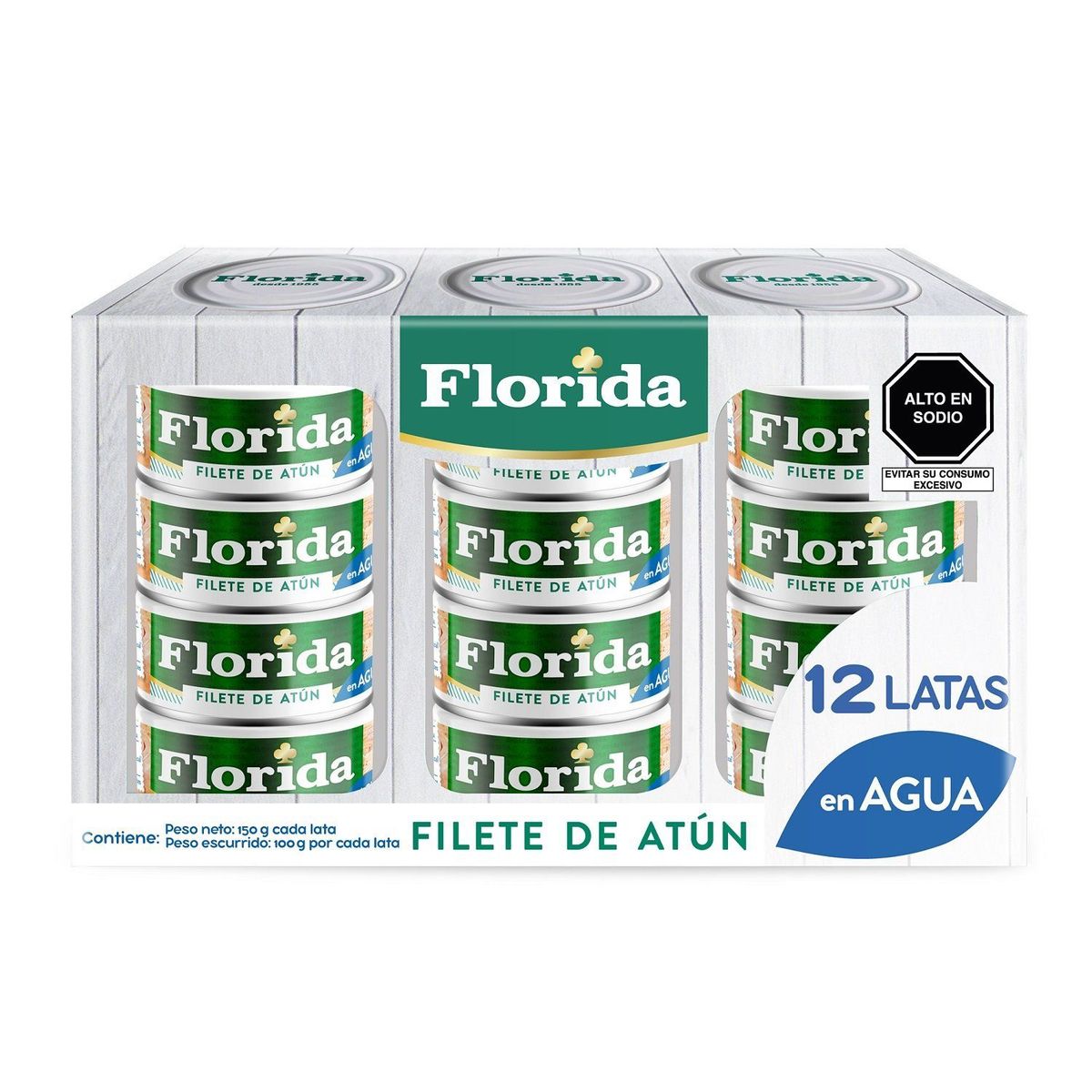 FLORIDA - Filete de Atún Florida en Agua Caja 12 Latas 150 g