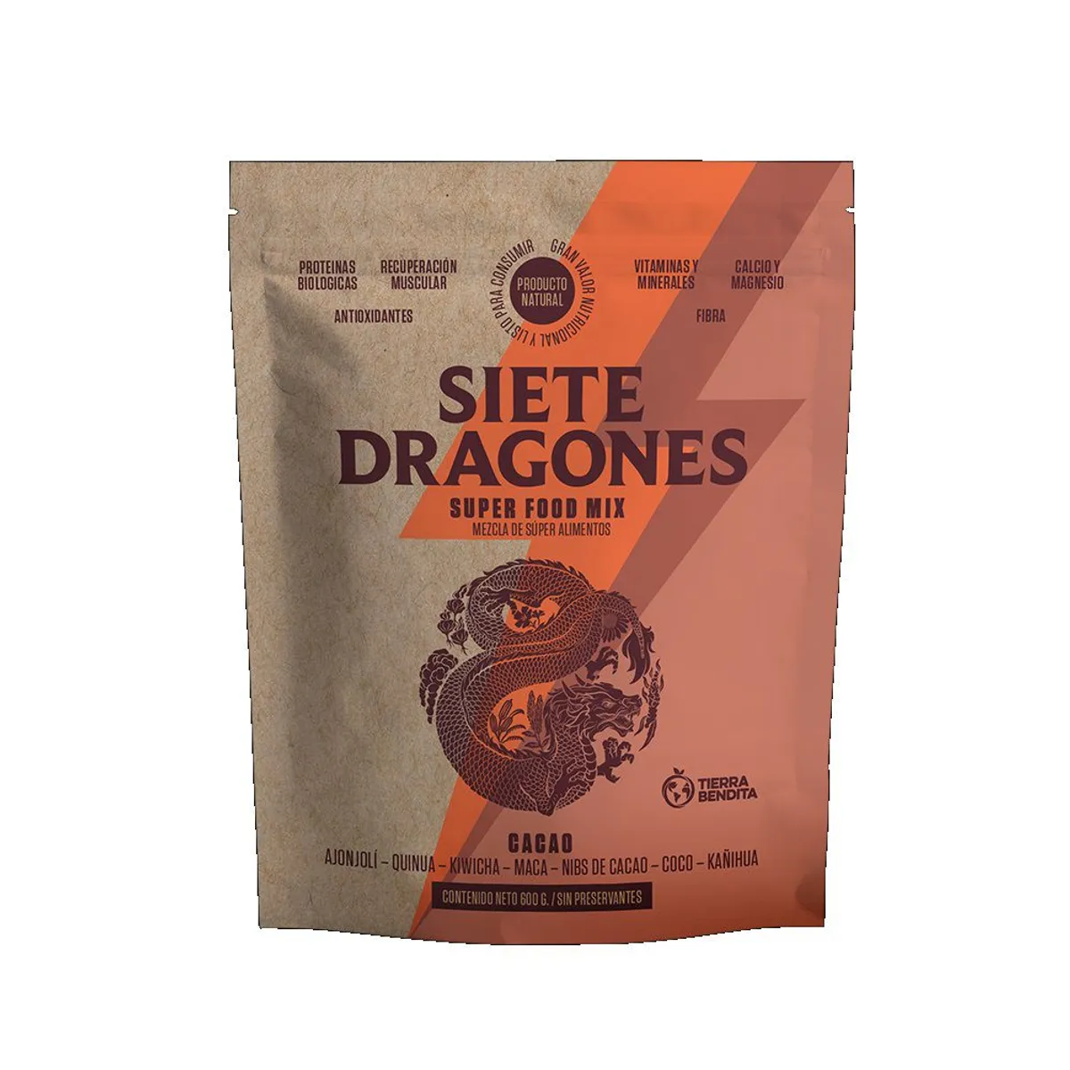 SIETE DRAGONES - Super Food Mix Siete Dragones Cacao Empaque 600 g