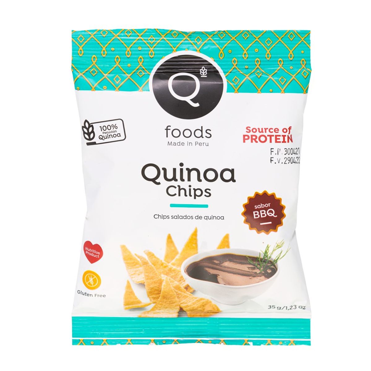 QFOODS - Snack Quinoa Chips Qfoods Sabor BBQ Bolsa 35 g