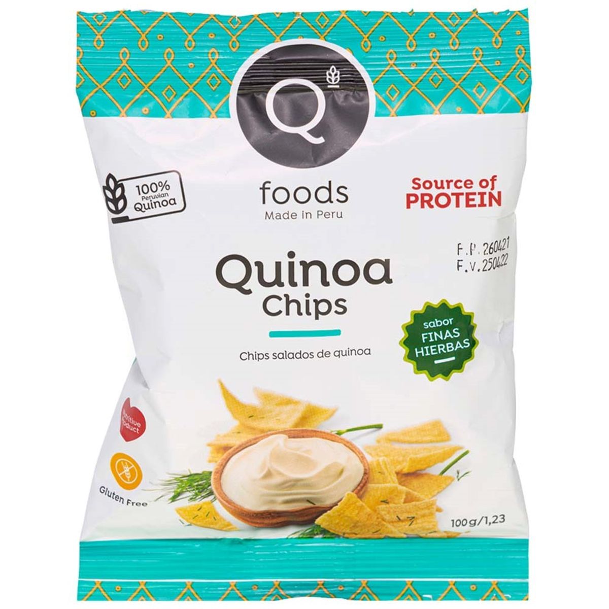 QFOODS - Snack Quinoa Chips Qfoods Finas Hierbas Bolsa 100 g