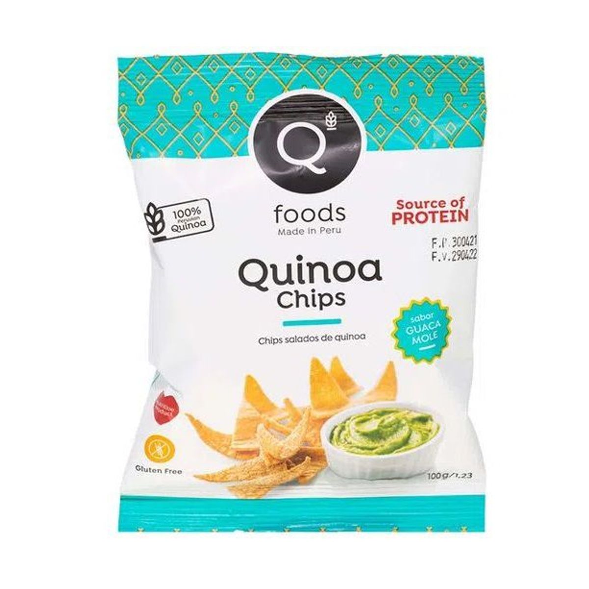 QFOODS - Snack Quinoa Chips Qfoods Sabor Guacamole Bolsa 100 g