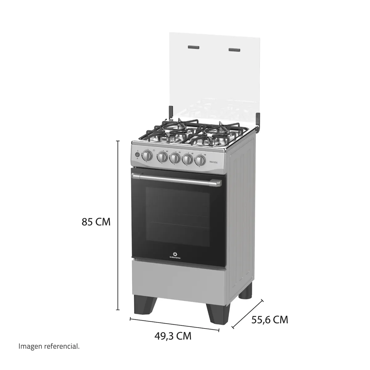 INDURAMA - Cocina Indurama 4 Hornillas con Encendido Eléctrico 20 Pulgadas Gris Matisse