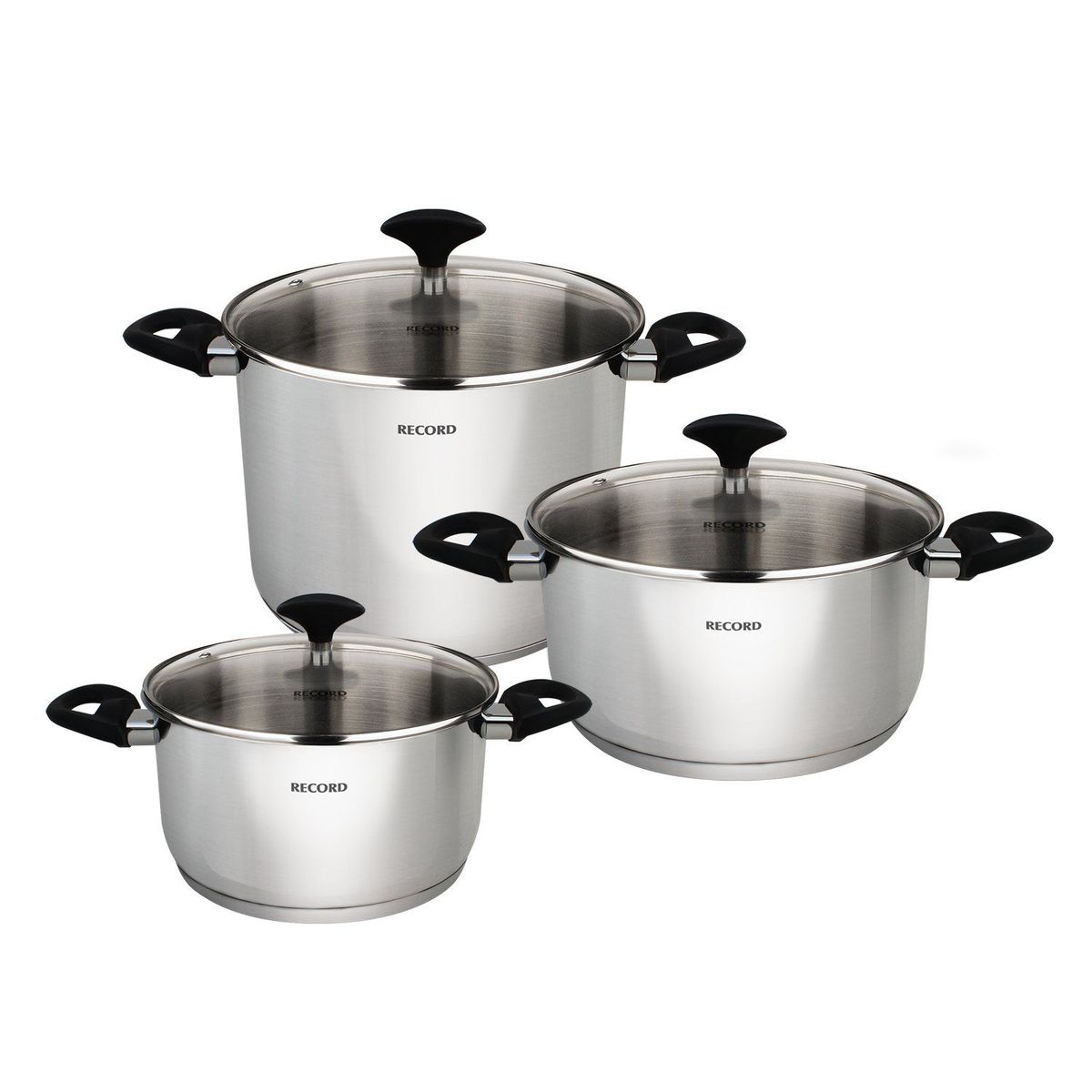 RECORD - Juego de Ollas Record Gia Plus Acero Inoxidable 22cm +24cm +26cm