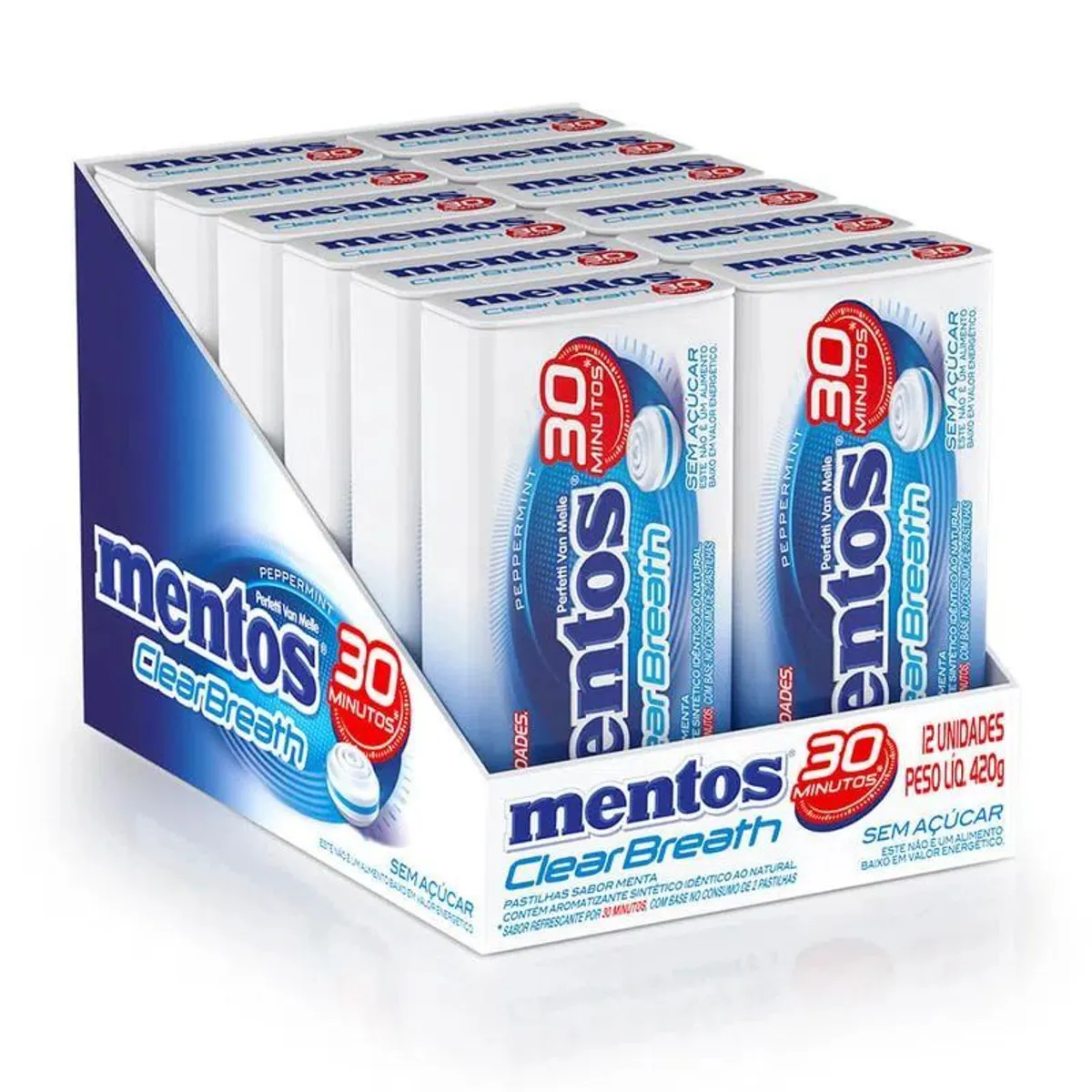 MENTOS - Caramelo Mentos Clear Breath Peppermint Display 12 Und