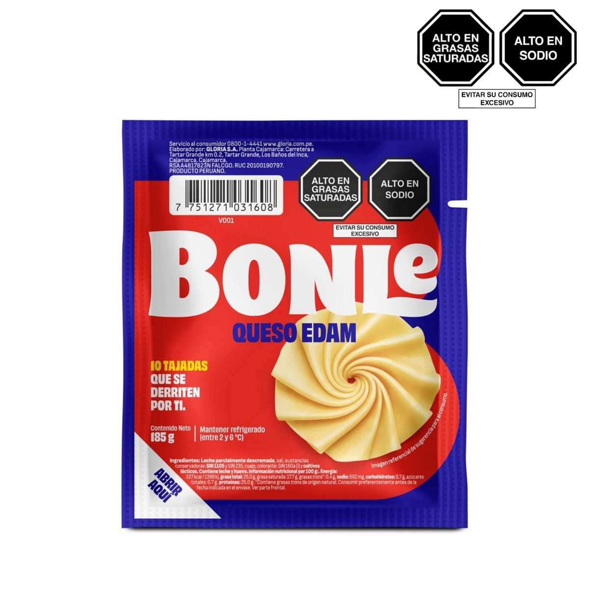 BONLE - Queso Edam en Láminas Bonlé Empaque 185 g