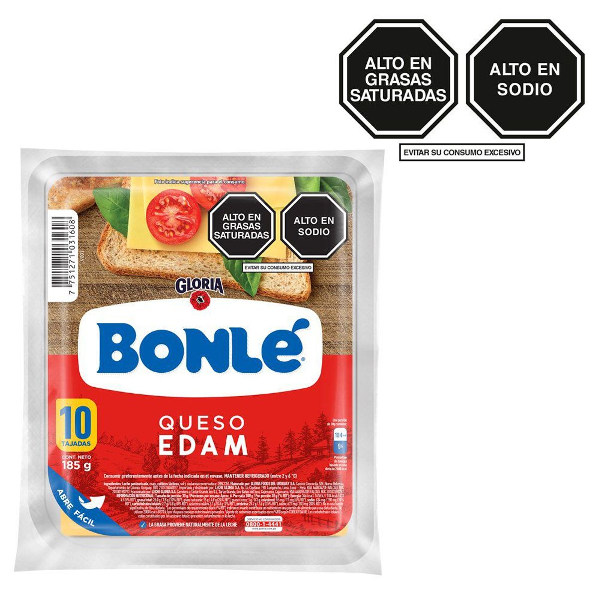 BONLE - Queso Edam en Láminas Bonlé Empaque 185 g