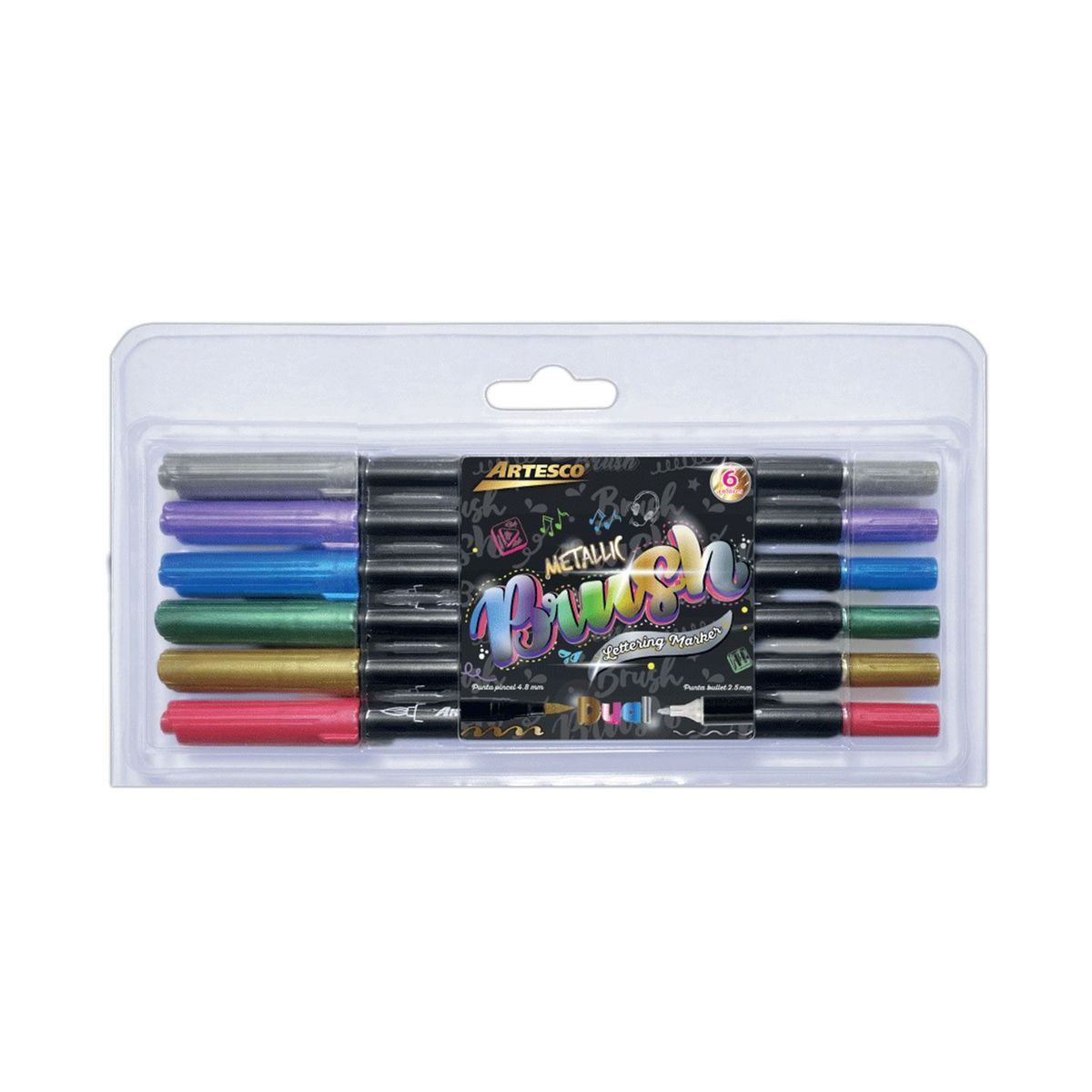ARTESCO - Plumones Artesco Dual Brush Metallic Empaque 6 Und