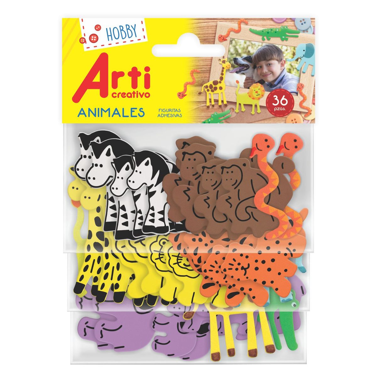 ARTI CREATIVO - Stickers Arti Creativo Animales Bolsa 36 Und