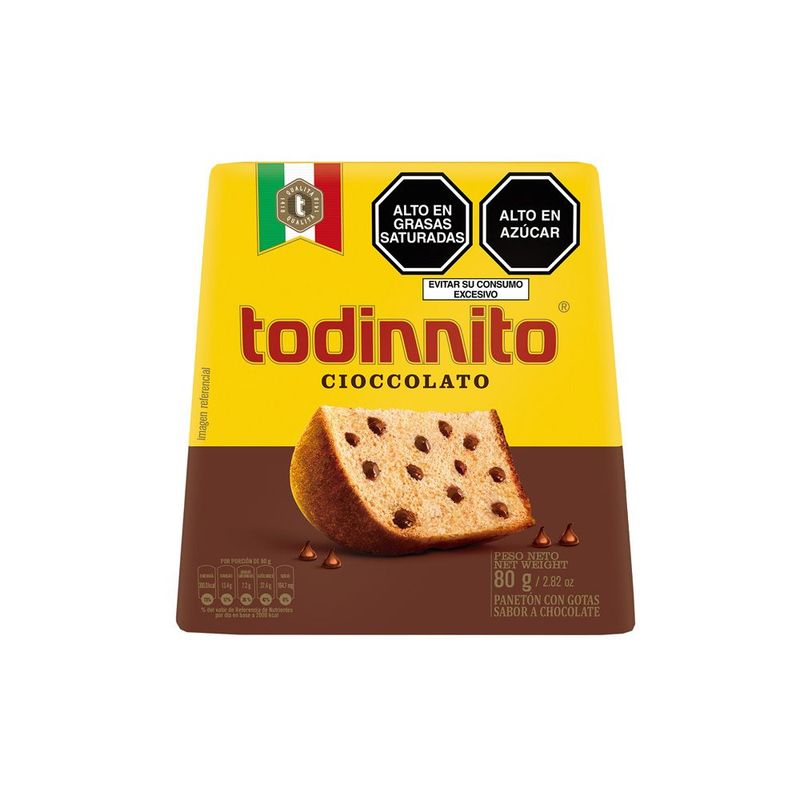 TODINNO - Panetón Todinnito Cioccolato Con Gota De Chocolate Caja 80 g