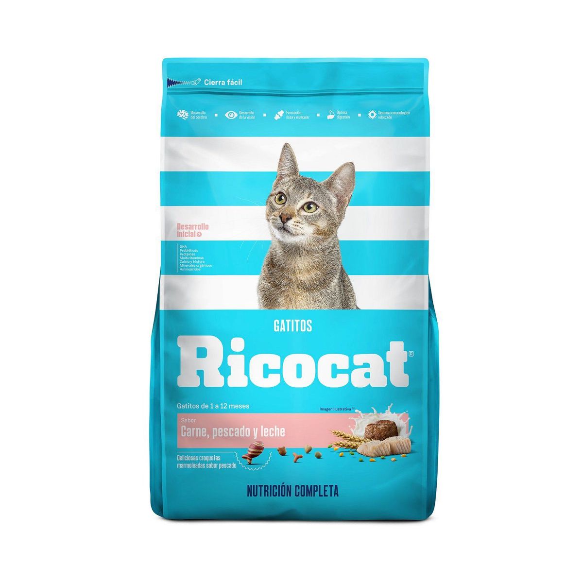 RICOCAT - Alimento Seco Gatitos Ricocat Carne Pescado Leche Bolsa 9 Kg