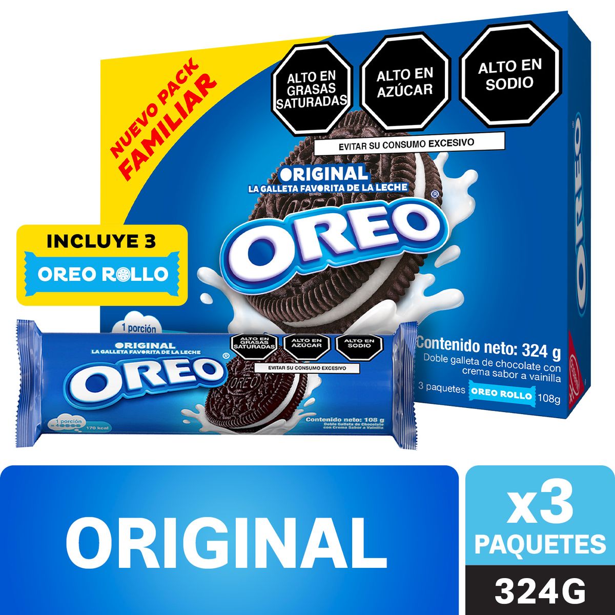OREO - Galleta Oreo Rollo Caja 324 g