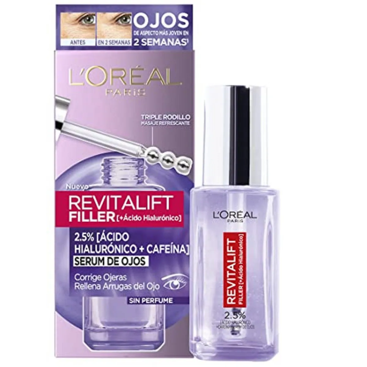 LOREAL PARIS - Sérum para Contorno de Ojos L’Oréal Revitalift Ácido Hialurónico Envase 20 mL