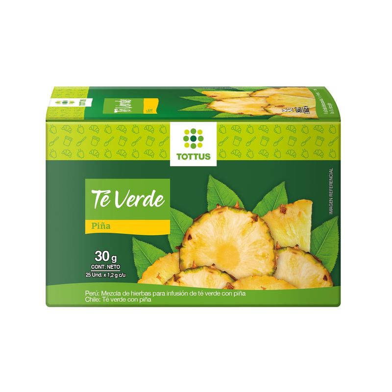 TOTTUS - Té Verde Tottus Piña Caja 25 Sobres
