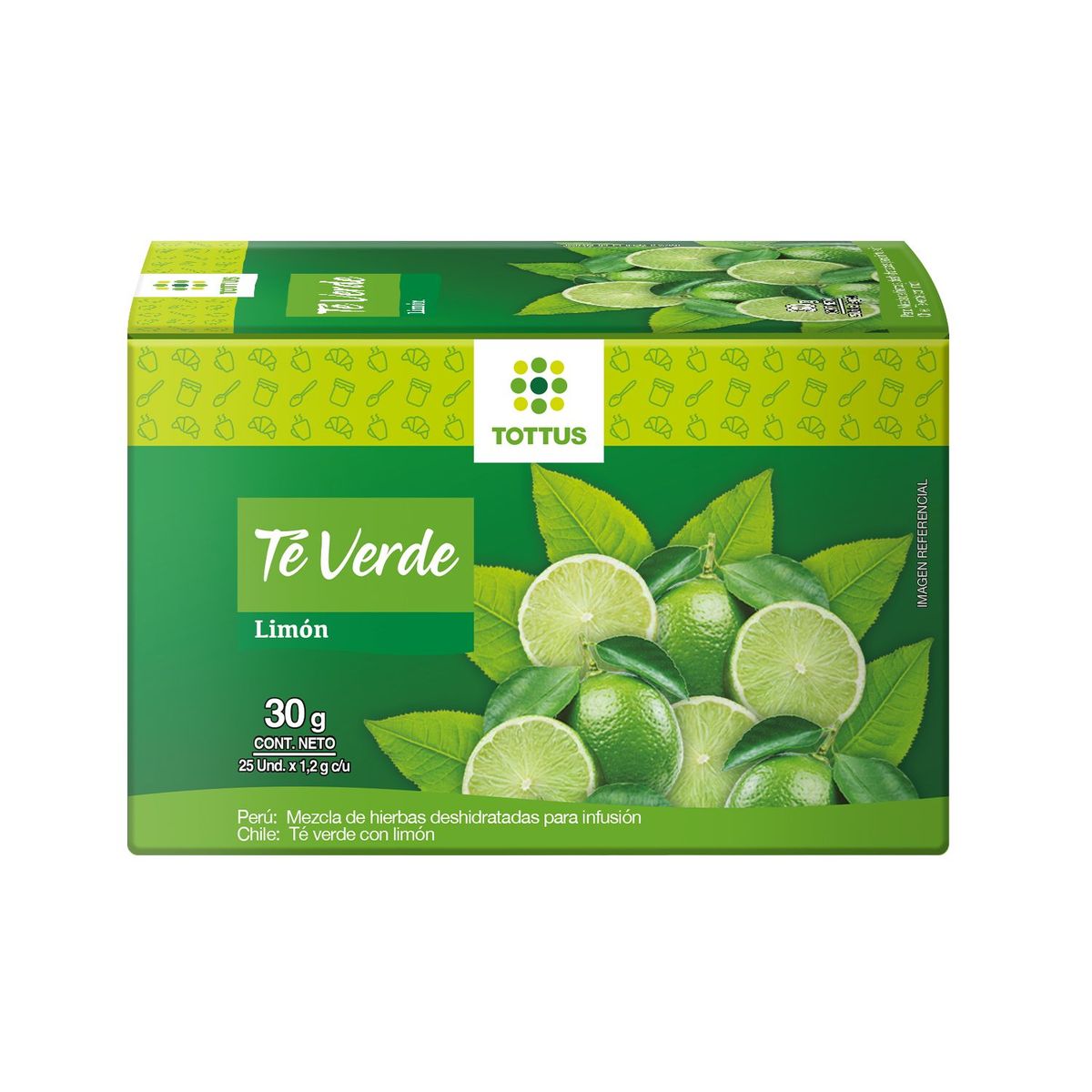 TOTTUS - Té Verde Tottus Limón Caja 25 Sobres