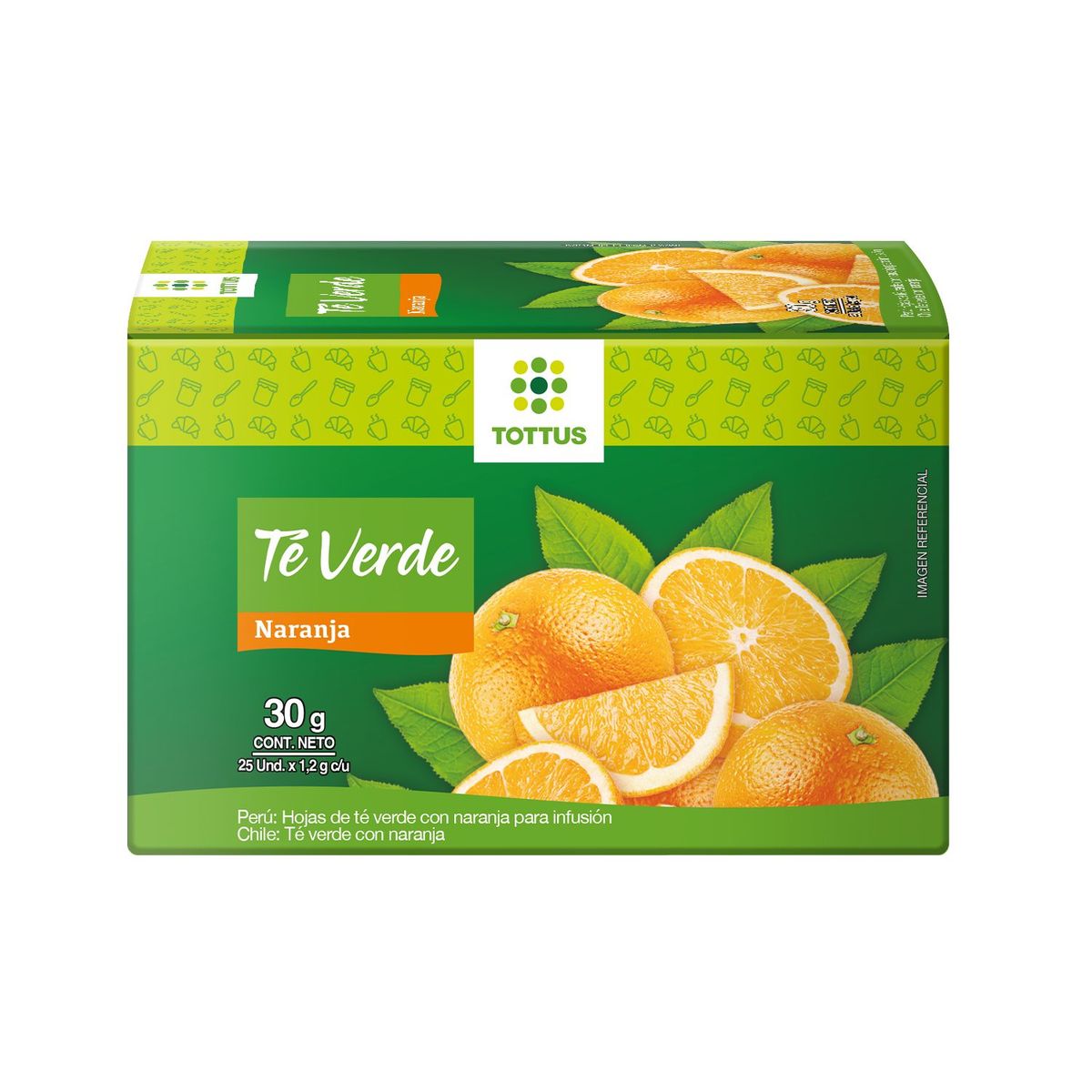 TOTTUS - Té Verde Tottus Naranja Caja 25 Sobres