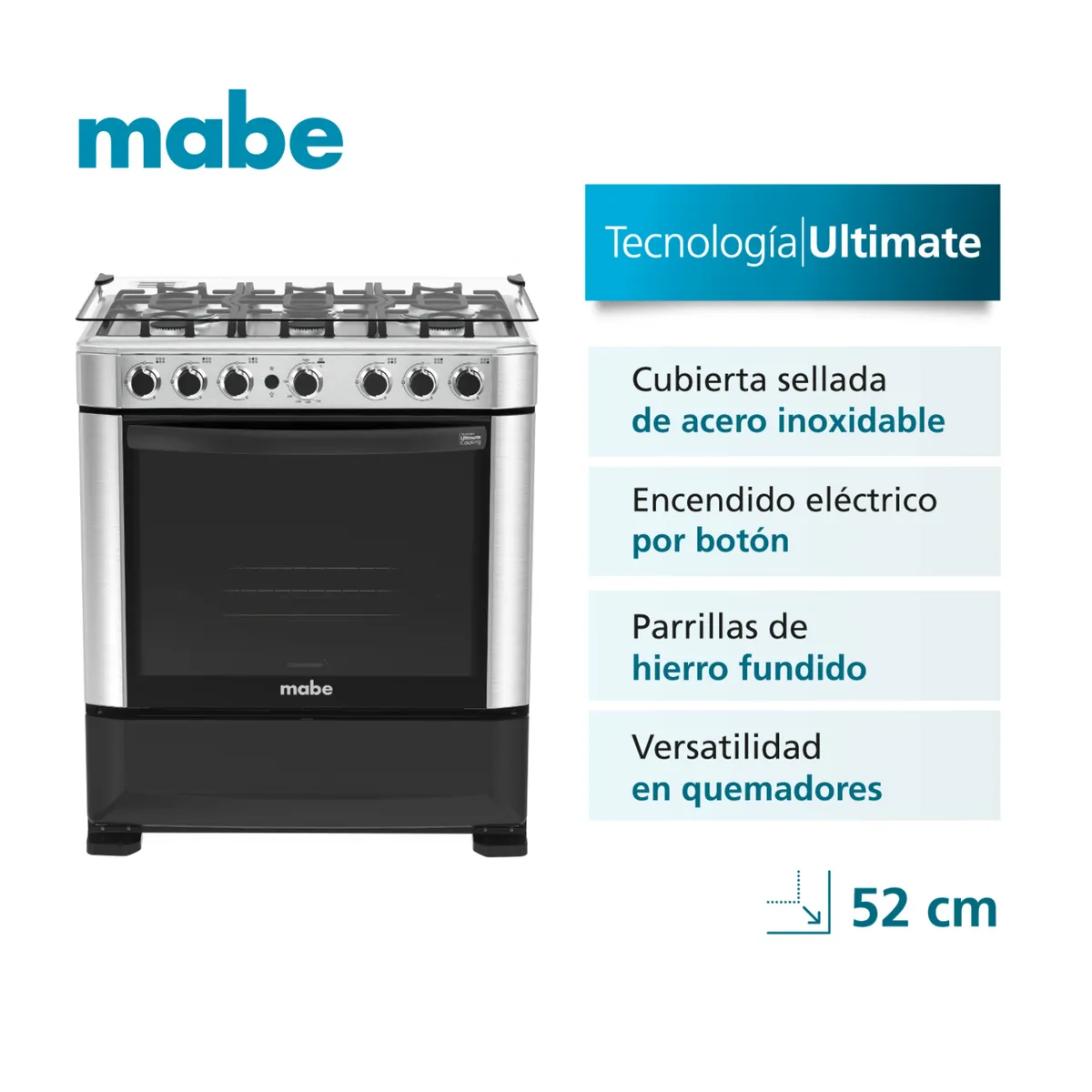 MABE - Cocina de Piso a Gas 76 cm Inox Mabe CMP7625FX0