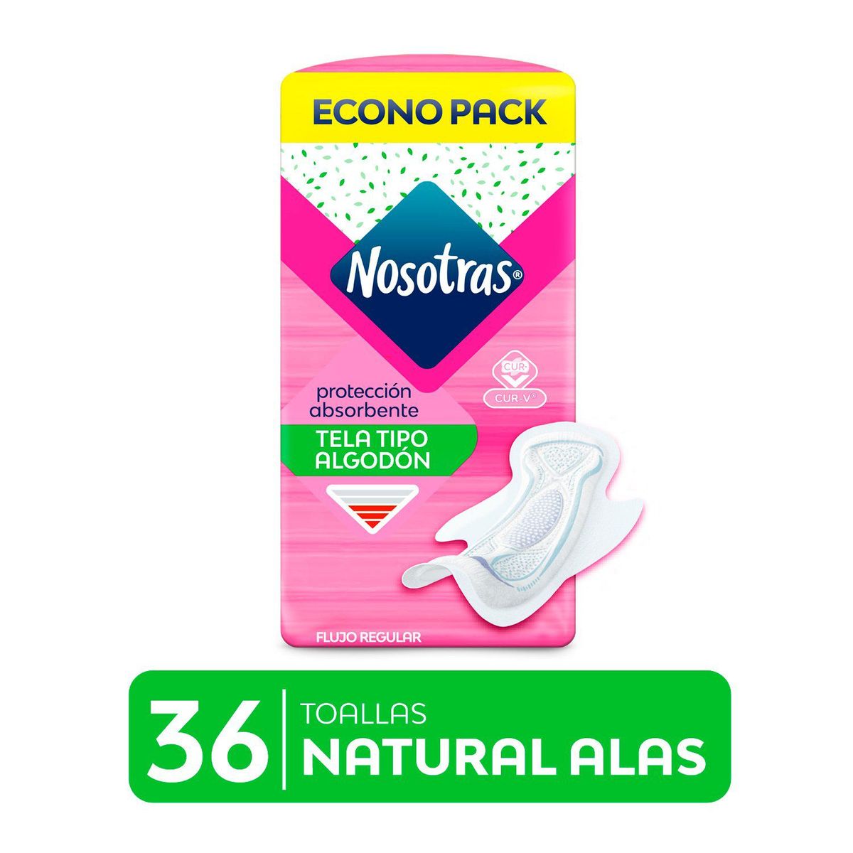 NOSOTRAS - Pack Toallas Higiénicas Nosotras Alas Tela Gel 36 Und + Buenas Noches 10 Und