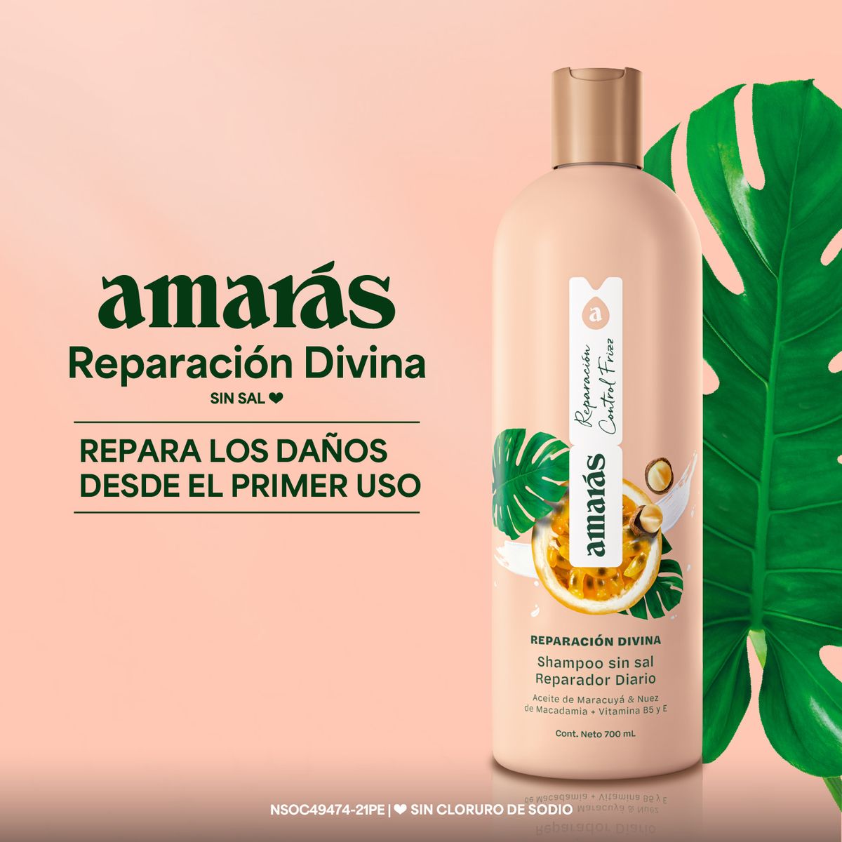 AMARAS - Shampoo Amarás Reparación Divina Envase 700 mL